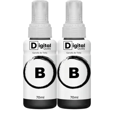 Kit 2x Tinta Preta Black T664 Digital Qualy Alto Rendimento L355 L365 L220 L380 70ml