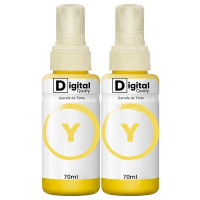 Kit 2x Tinta Colorida Amarelo T664 Digital Qualy Alto Rendimento L355 L365 L220 L380 70ml