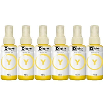 Kit 6x Tinta Colorida Amarelo T664 Digital Qualy Alto Rendimento L355 L365 L220 L380 70ml