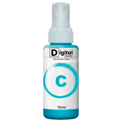 Garrafa Tinta Colorida Ciano T664 Digital Qualy P/ L355 L395 L365 L375 70ml