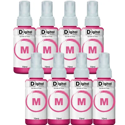 Kit 8 Refis Tinta Compatível Cores Magenta T664 Digital Qualy P/ L380 L495 L395 L1300 70ml