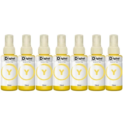 Kit 7x Tinta Colorida Amarelo T664 Digital Qualy Alto Rendimento L355 L365 L220 L380 70ml