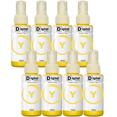 Kit 8x Tinta Colorida Amarelo T664 Digital Qualy Alto Rendimento L355 L365 L220 L380 70ml