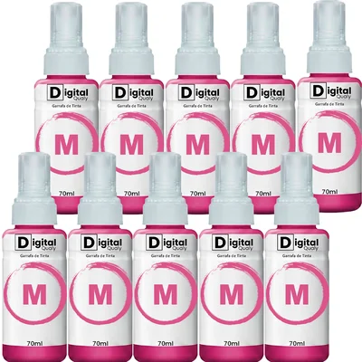 Kit 10 Refis Tinta Compatível Cores Magenta T664 Digital Qualy P/ L380 L495 L395 L1300 70ml
