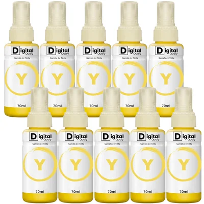 Kit 10x Tinta Colorida Amarelo T664 Digital Qualy Alto Rendimento L355 L365 L220 L380 70ml