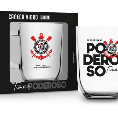 Caneca Vidro Toronto Times 300ml - Corinthians