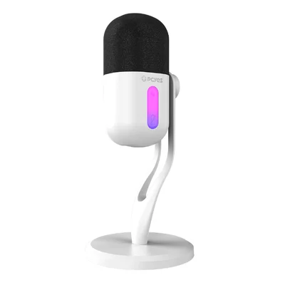 Microfone Gamer Condensador PCyes Volini White Ghost RGB Usb - Mgvlnwg