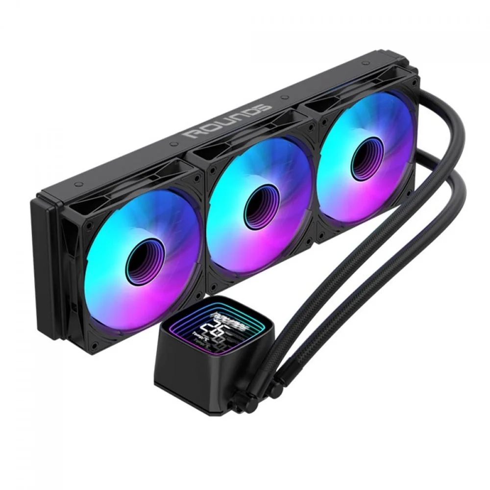 Imagem 4 de 5 do produto Water Cooler Round5 Boreah Black, ARGB, 360mm, Com Display, Intel-amd, Pwm, Preto, R5-wc-boreah-360b-2255