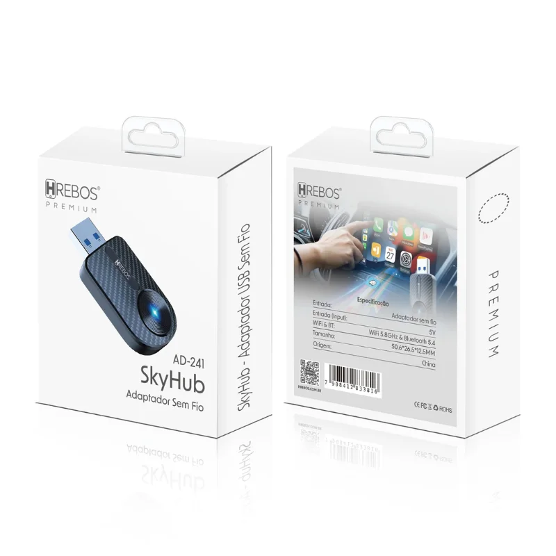 Imagem 3 de 5 do produto Hrebos Premium Skyhub Ad-241 | Adaptador Sem Fio Wi-fi 5.8ghz + Bluetooth 5.4 Usb | Conexão Estável | Compacto