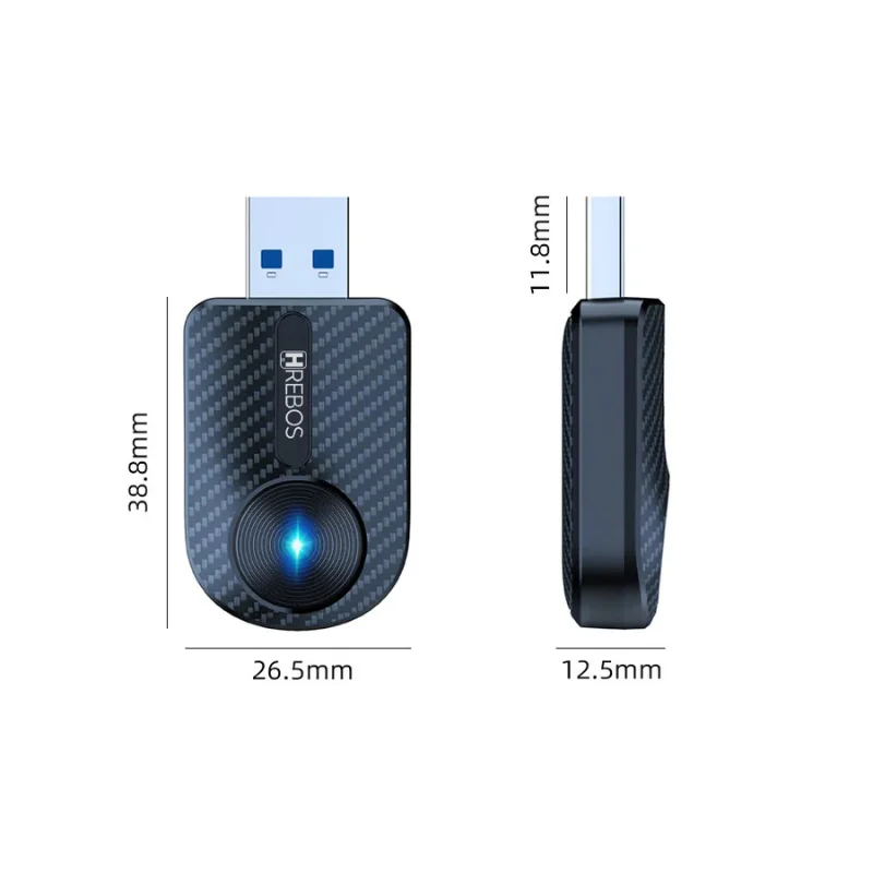 Imagem 5 de 5 do produto Hrebos Premium Skyhub Ad-241 | Adaptador Sem Fio Wi-fi 5.8ghz + Bluetooth 5.4 Usb | Conexão Estável | Compacto