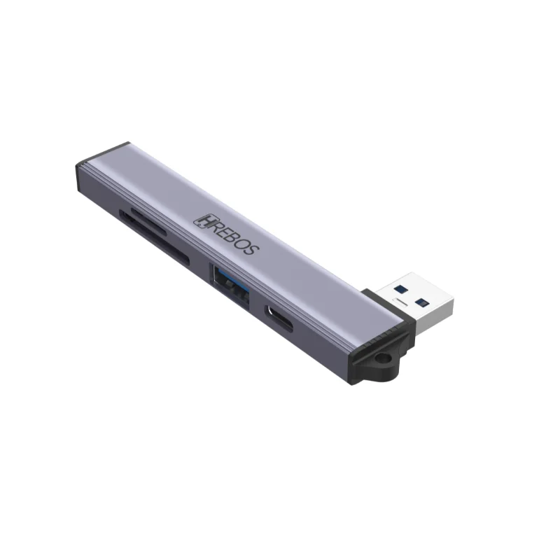 Imagem 3 de 5 do produto Hrebos Premium Neohub Ad-240 Hub Usb 6 Em 1 | Adaptador Multifuncional Em Alumínio | Leitor De Cartão | Alta Velocidade