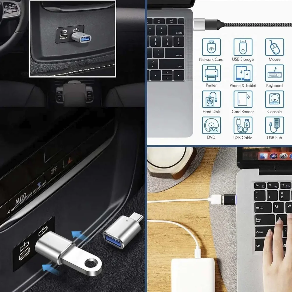 Imagem 2 de 5 do produto Adaptador Usb C Tipo C Otg Usb Para Iphone Android De Metal