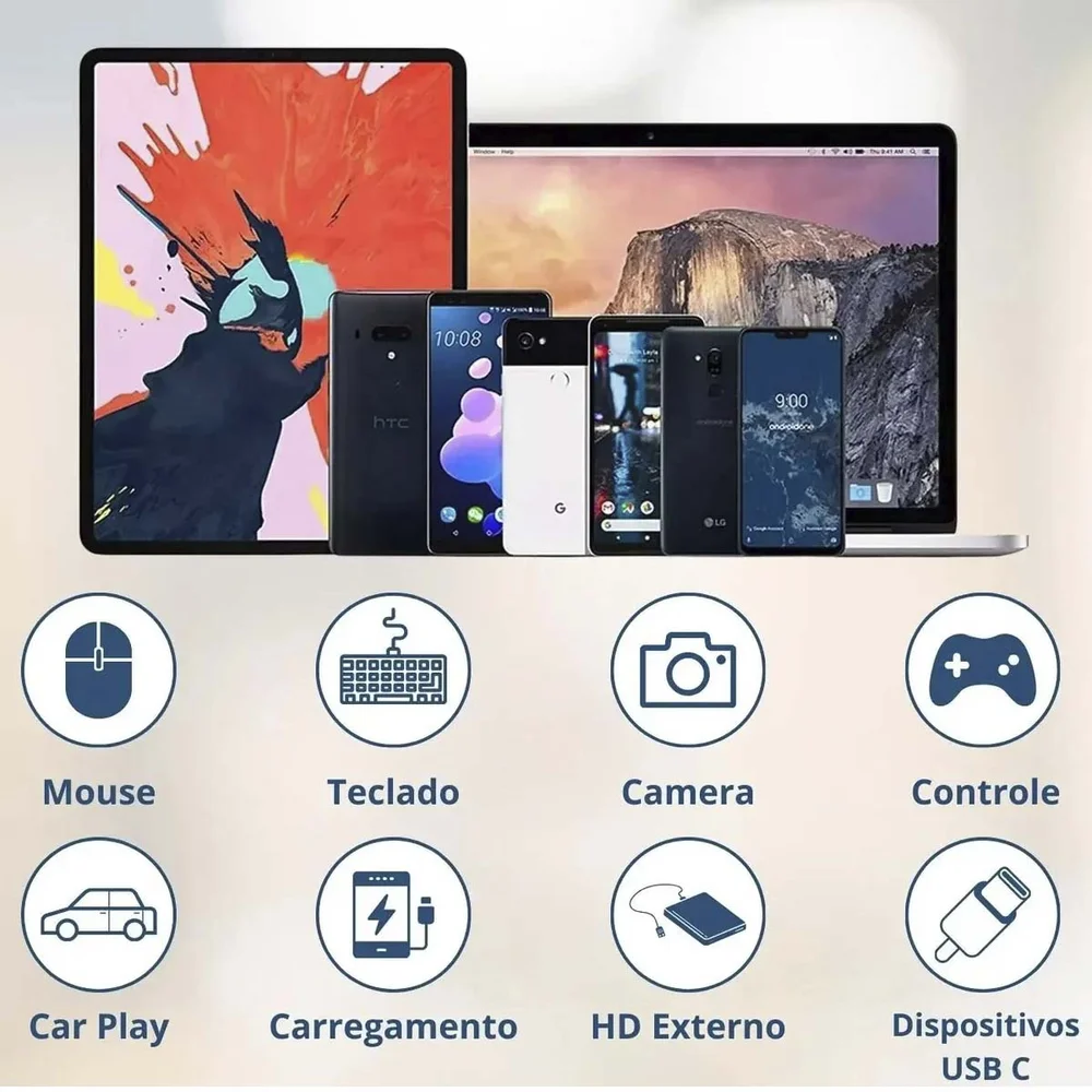 Imagem 3 de 5 do produto Adaptador Usb C Tipo C Otg Usb Para Iphone Android De Metal