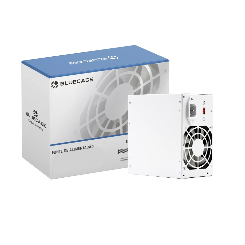 Fonte Atx 0350 W Bluecase, Blu350-cmps2wbx, Bivolt, Com Cabo, Com Caixa, Branca