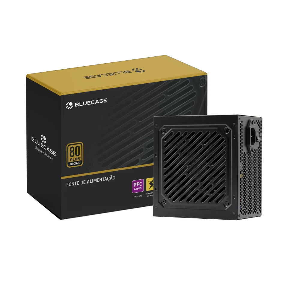 Fonte Atx 0650 W Bluecase, Es-RGB650wbx, 80 Plus Bronze, Pfc Ativo, Com Cabo, Com Caixa, Preta
