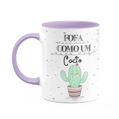 Caneca Divertida - Fofa Como Um Cacto - B-lilac - 325ml
