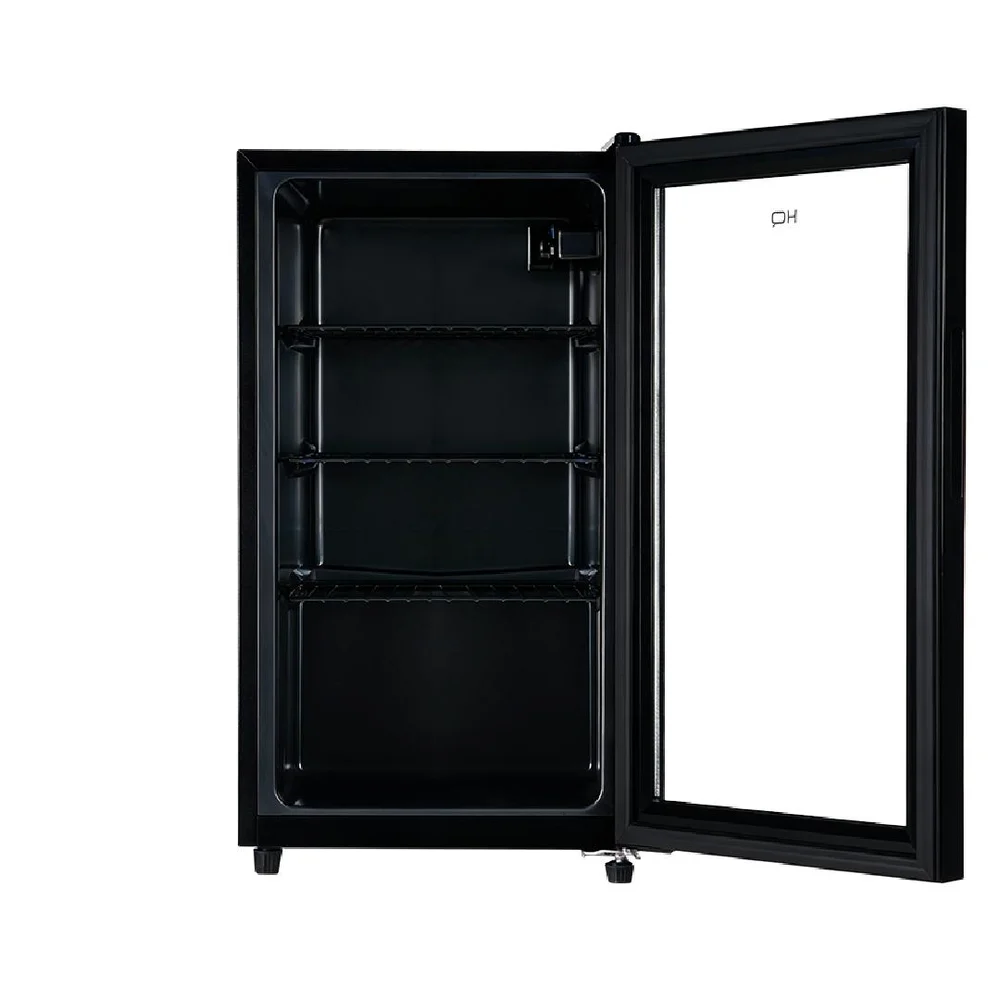 Imagem 2 de 5 do produto Frigobar Expositor Hq 85l Porta De Vidro Duplo Full Black Com Luz Interna E Termostato Hq-85fbpv