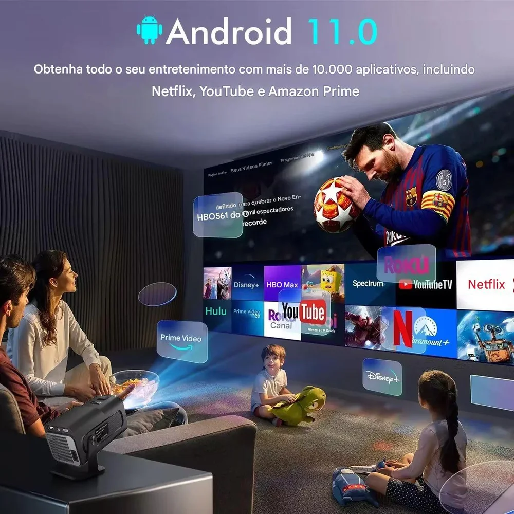 Imagem 2 de 5 do produto Projetor Inteligente Hy320 Pró 5G Smart 4K Wifi 6 Bluetooth 5.0 Android 11