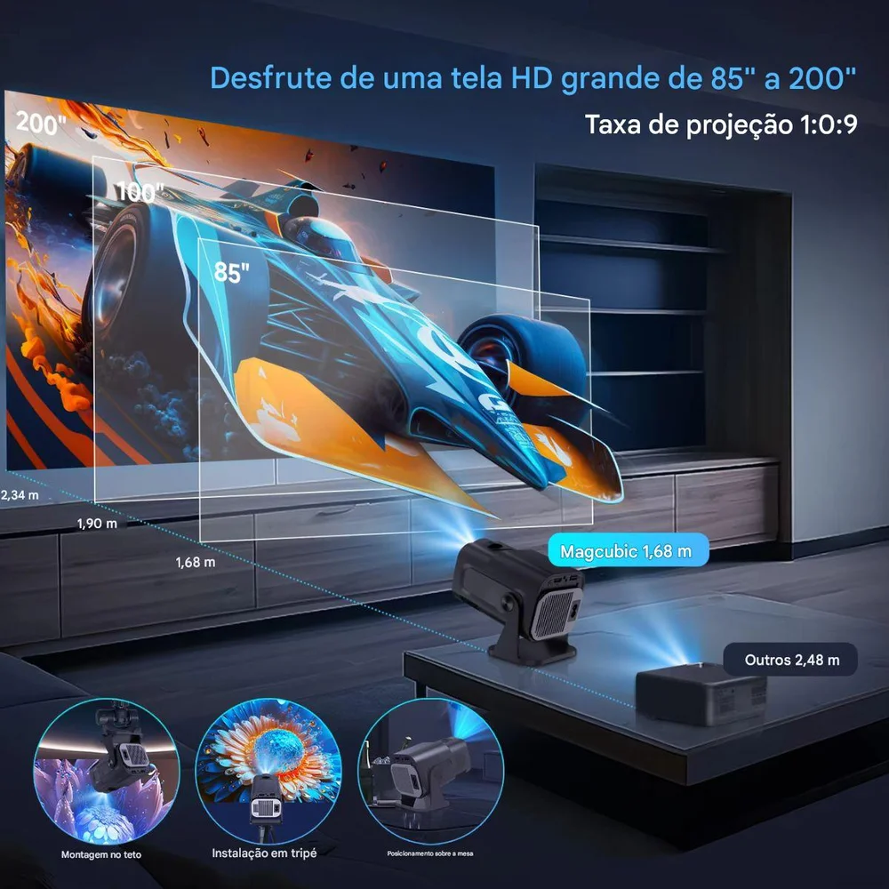 Imagem 4 de 5 do produto Projetor Inteligente Hy320 Pró 5G Smart 4K Wifi 6 Bluetooth 5.0 Android 11