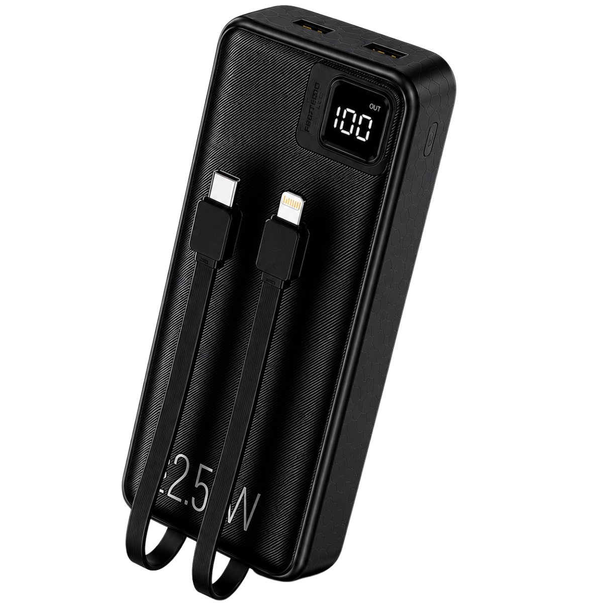 Carregador Power Bank 20000 Mah Carregamento Super Rápido De 22.5w Cabos Embutidos Digital Portatil