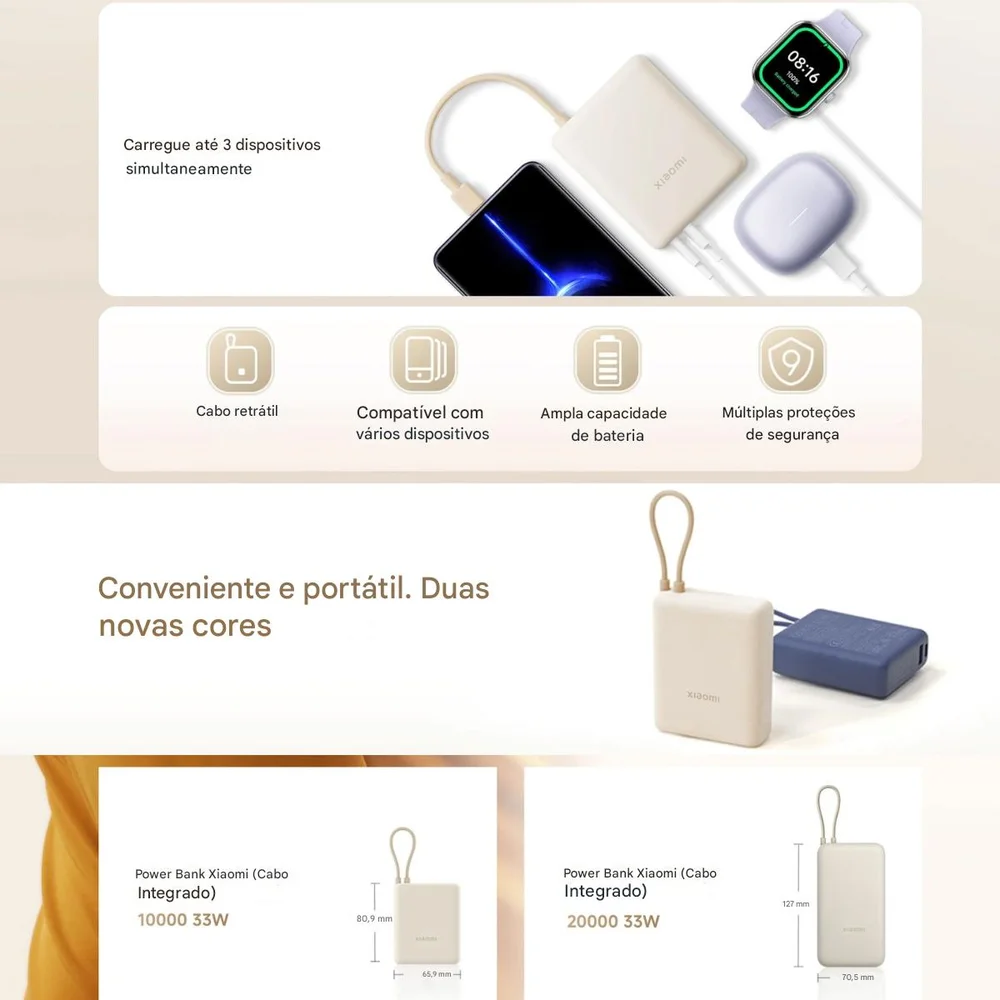 Imagem 4 de 4 do produto Power Bank 10000Mah 22,5w Resistente Bateria Portátil Xiaomi Redmi Carga Ultra Rapida