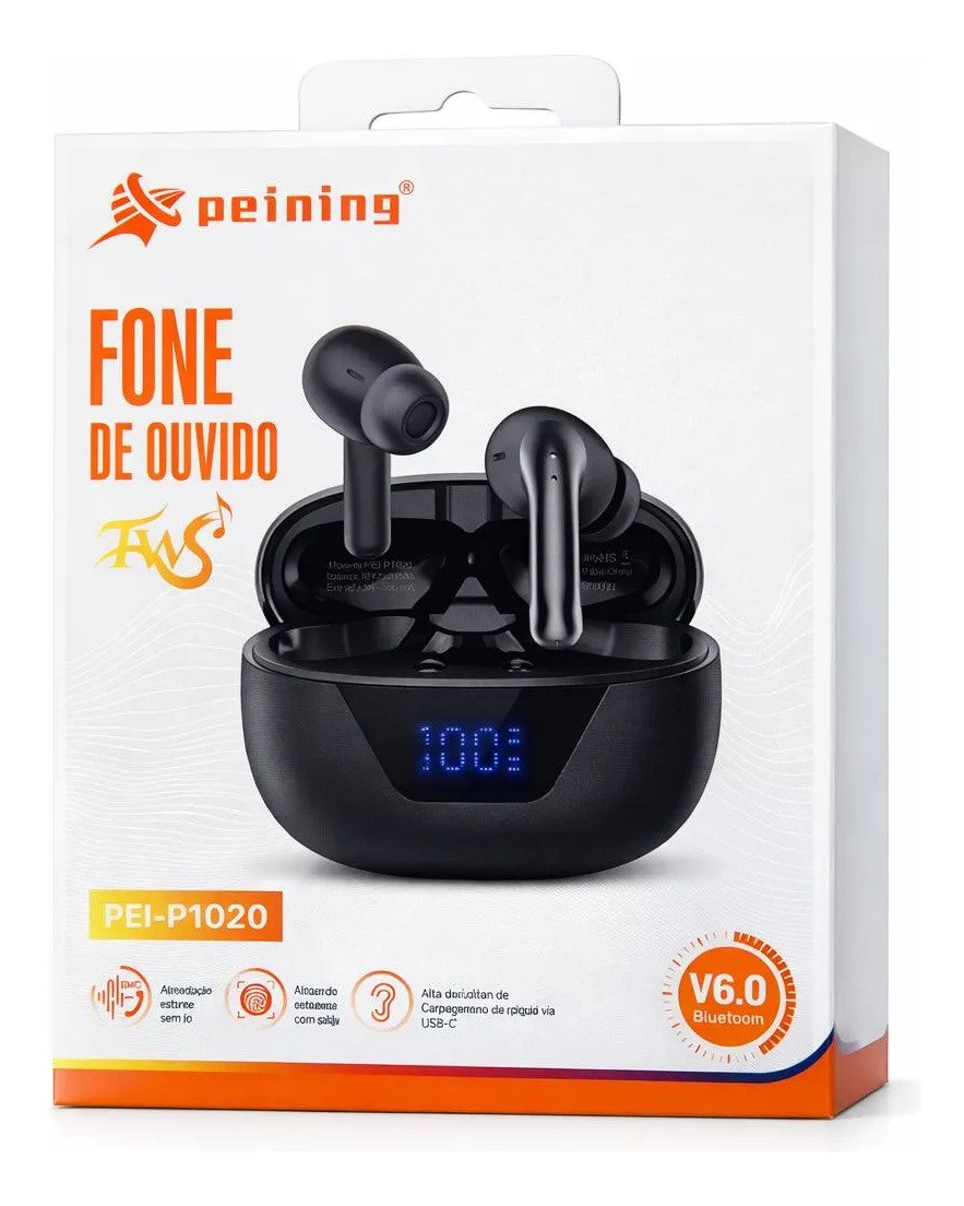 Fone De Ouvido Sem Fio Bluetooth 6.0 Tws Peining Pei-p1020