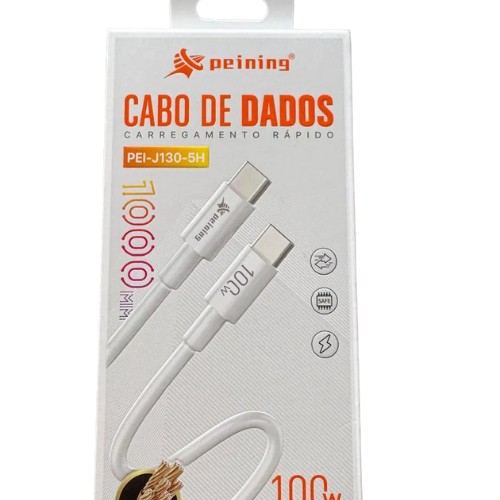 Cabo Usb-c Para Usb-c Peining 100w Turbo 1m Branco Branco