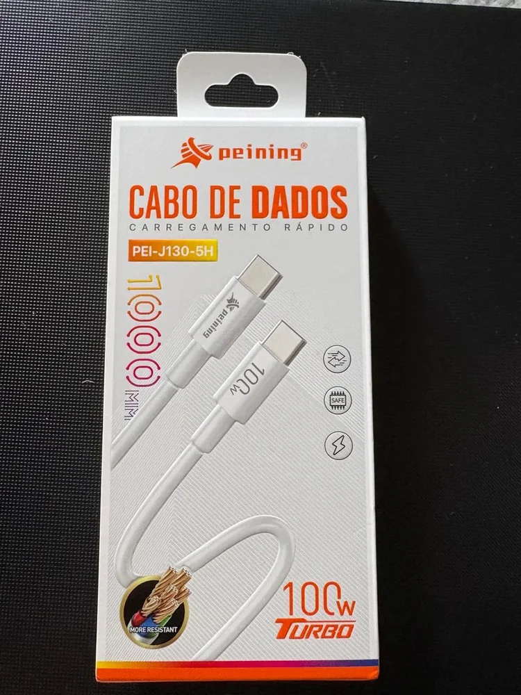 Imagem 4 de 4 do produto Cabo Usb-c Para Usb-c Peining 100w Turbo 1m Branco Branco
