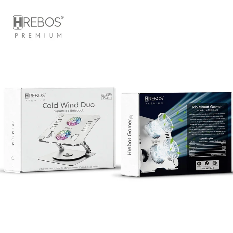 Imagem 5 de 5 do produto Suporte Para Notebook Cold Wind Duo Su-230 Prata | Base Com Fixação | Rotação 360° | Ajustável