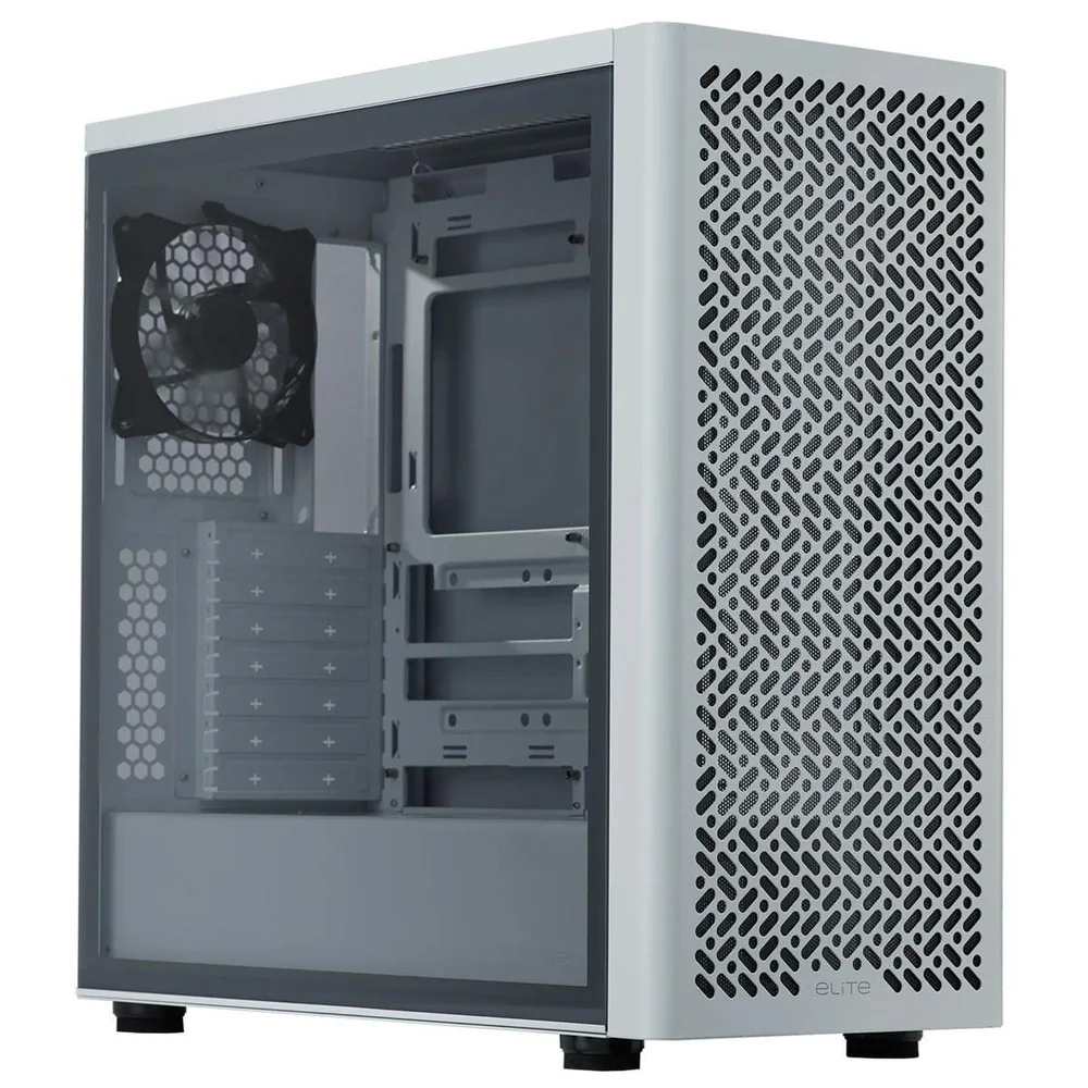Gabinete Gamer Cooler Master Elite 502 Lite, Vidro Temperado, Mid Tower, Atx, Com 1 Fan, Branco, E502l-wgnn-s00