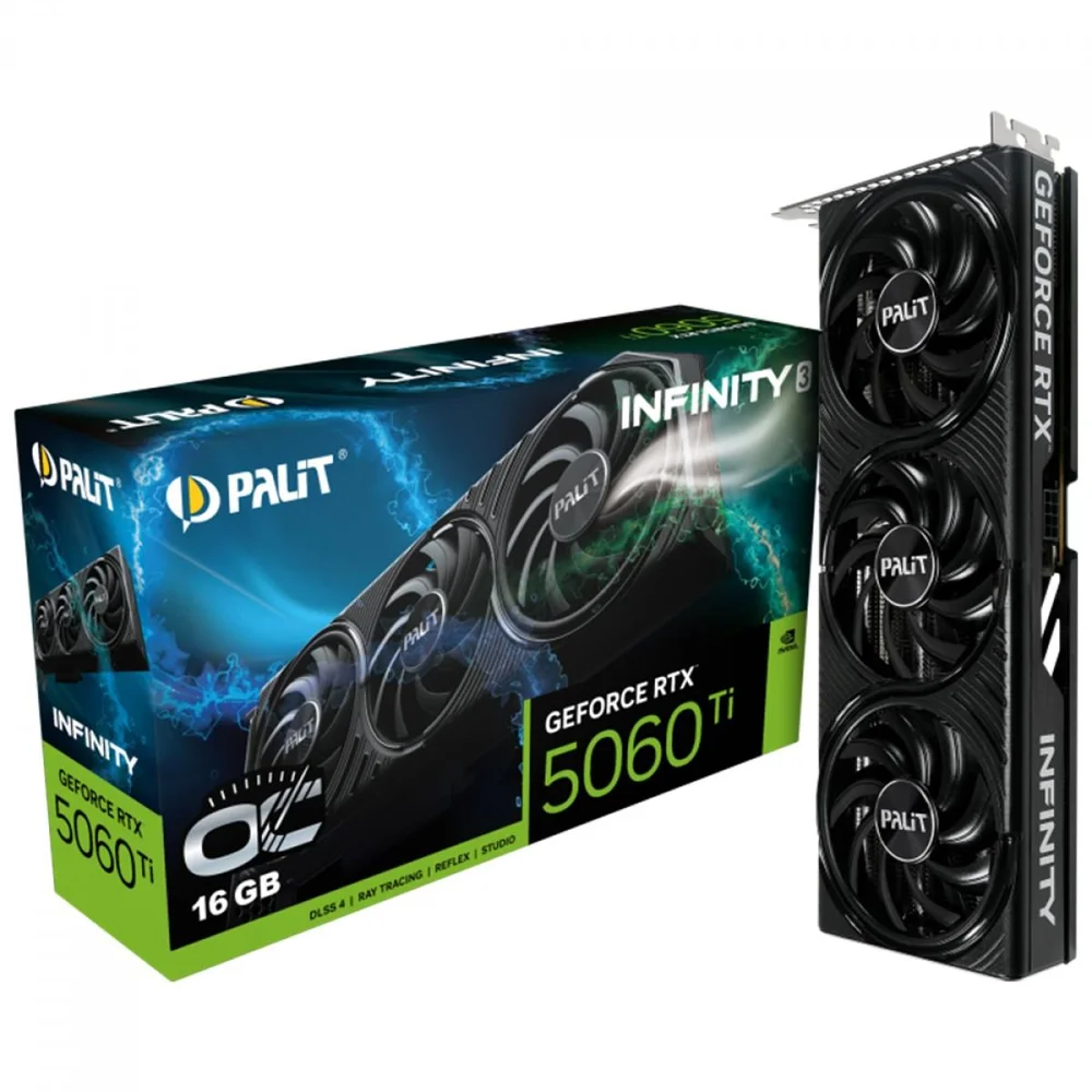 Placa De Vídeo Palit Nvidia Geforce RTX 5060 Ti Infinity 3 Oc, 16gb, Gddr7, Dlss, Ray Tracing, Ne7506ts19t1-gb2061s