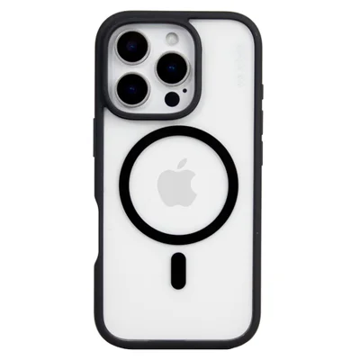 Capa Magsafe Para Iphone 16 Pro - Transparente Com Borda Preta - Jet Black