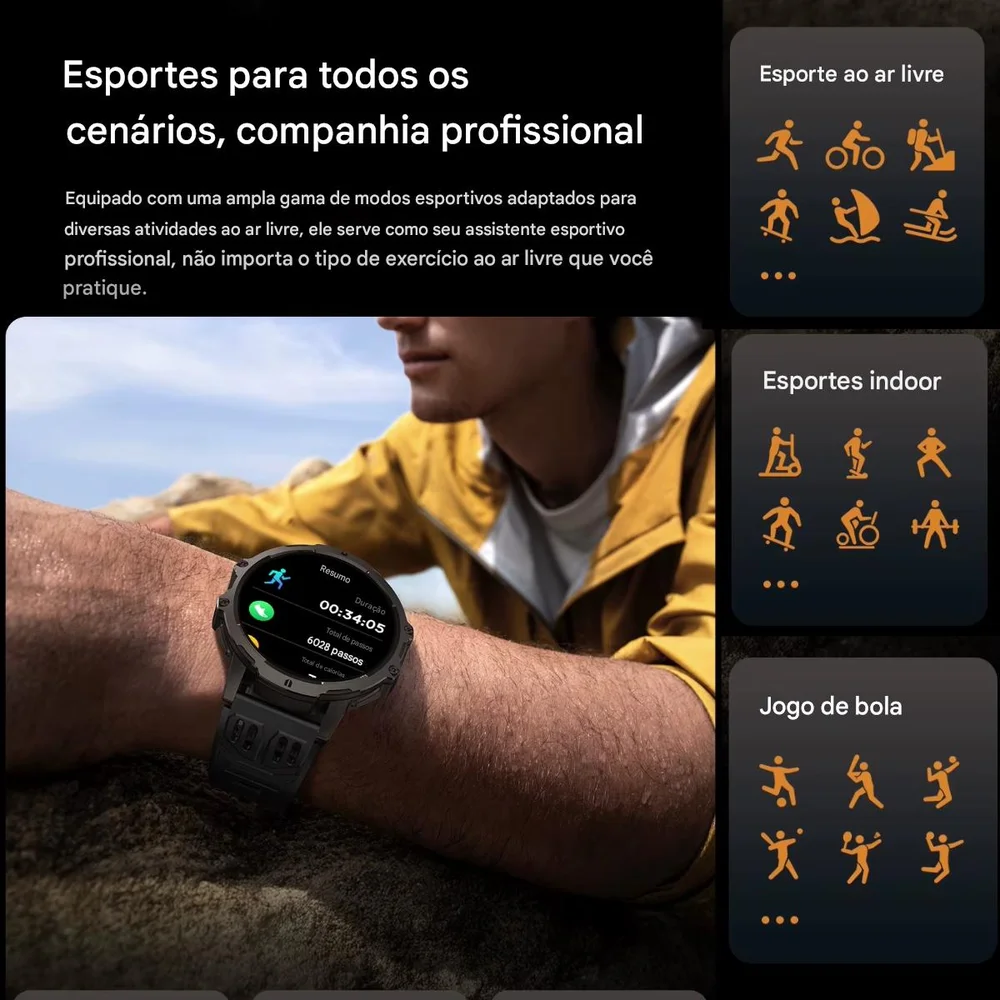 Imagem 5 de 5 do produto Relógio Inteligente Peje Zw15 Redondo Masculino Resistente À Água Monitor Atividades Fisicas