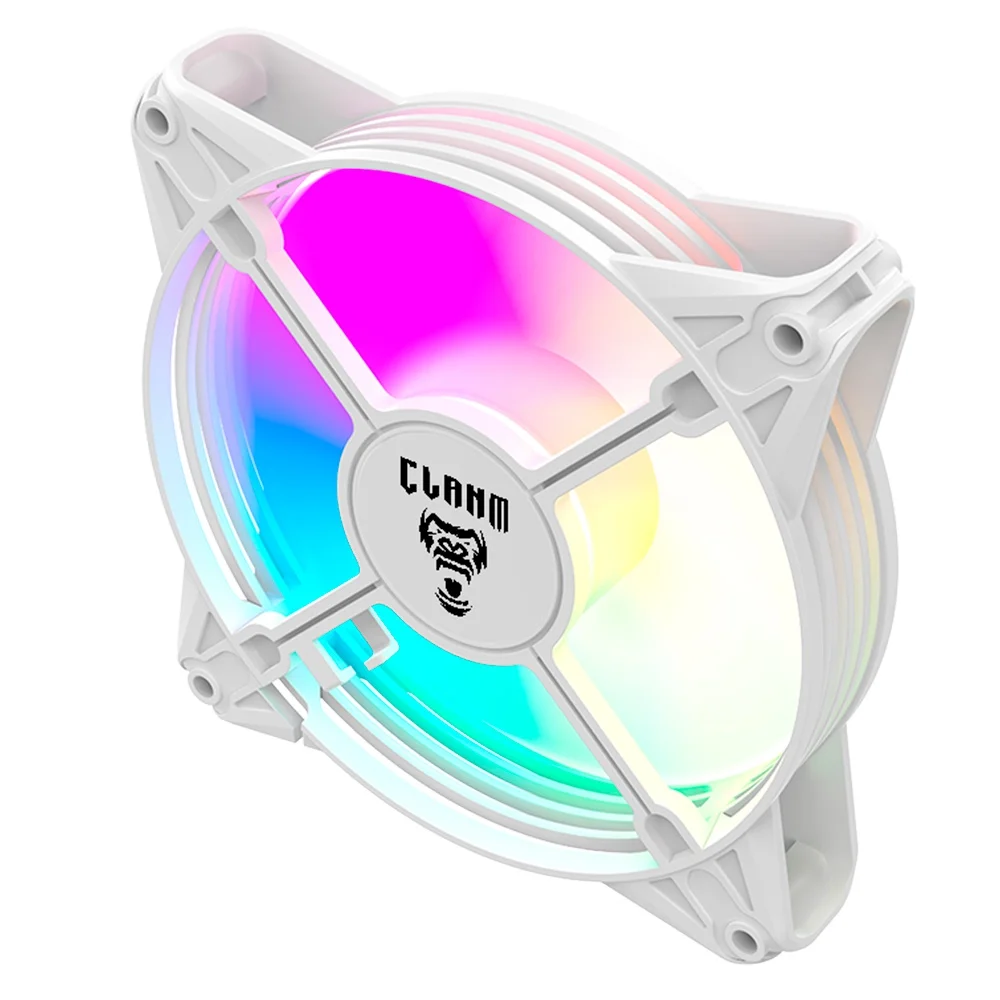 Kit 6 Cooler Fan Branco ARGB 120mm Ventoinha Para Gabinete Eurus Snow RGB 3pin Clanm Gamer 6