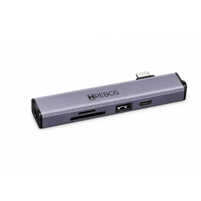 Hrebos Premium Neohub Adaptador Hub Tipo C De 6 Portas Ad-240c | Hub Usb Multifuncional | Alta Velocidade