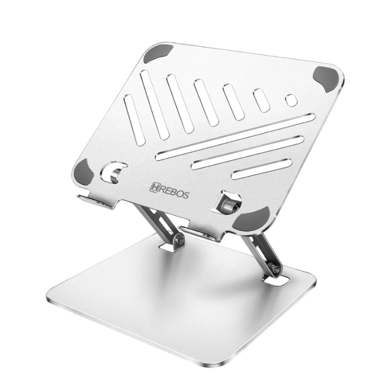 Hrebos Premium Suporte Para Notebook Platinum Tab Mount Su-220 | Rotação 360° | Base Com Fixação | Alumínio Premium