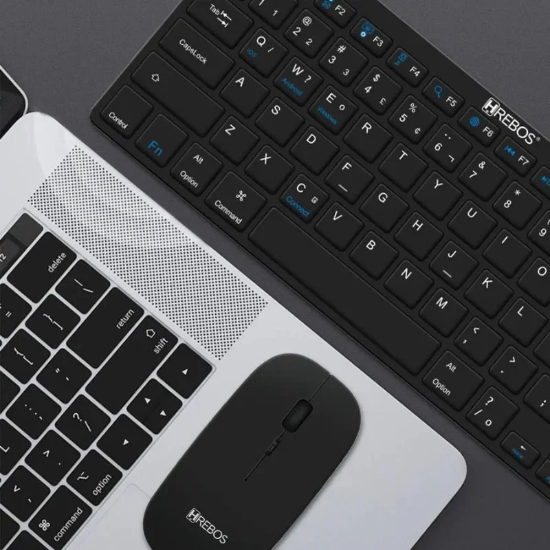 Imagem 3 de 5 do produto Kit Teclado E Mouse Bluetooth Sem Fio Hrebos If-751 Preto Compatível Com Mac Ios Android WINDOWS Recarregável Slim Premi