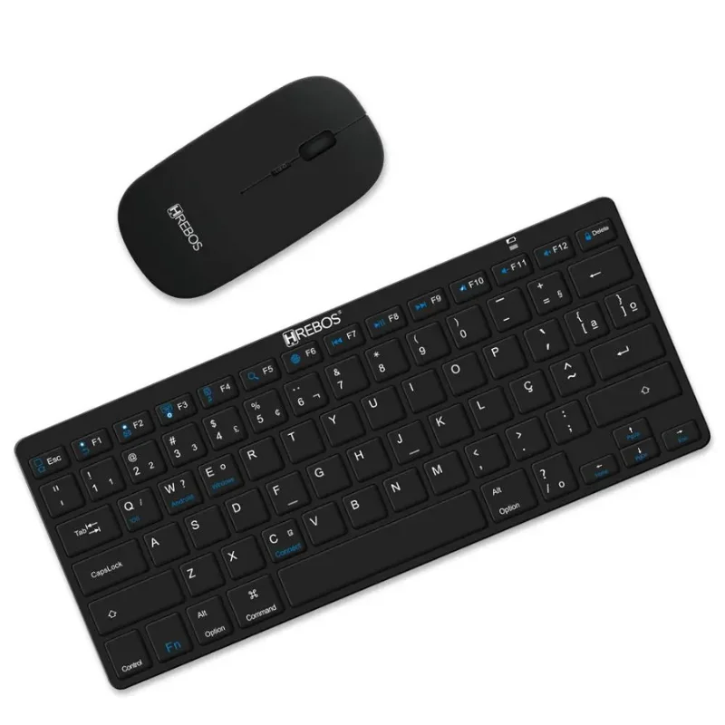 Imagem 5 de 5 do produto Kit Teclado E Mouse Bluetooth Sem Fio Hrebos If-751 Preto Compatível Com Mac Ios Android WINDOWS Recarregável Slim Premi