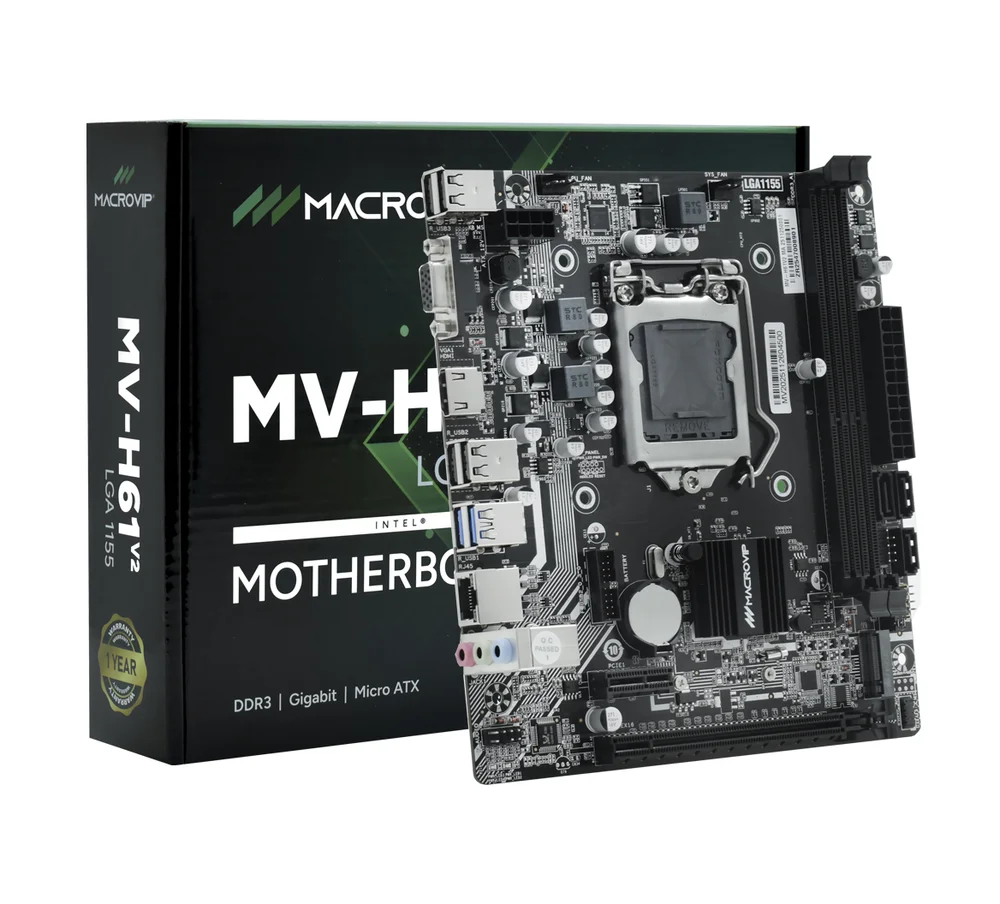 Placa Mãe 1155p Macrovip Mv-h61.v2 M.2 HDMI Vga Ddr3 Giga 4