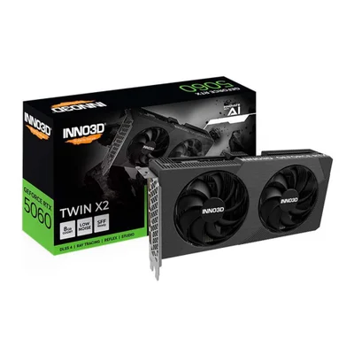 Placa de Video INNO3D GeForce RTX 5060 Twin X2, 8GB, GDDR7, 128-bit, N50602-08D7-195071N-NAC