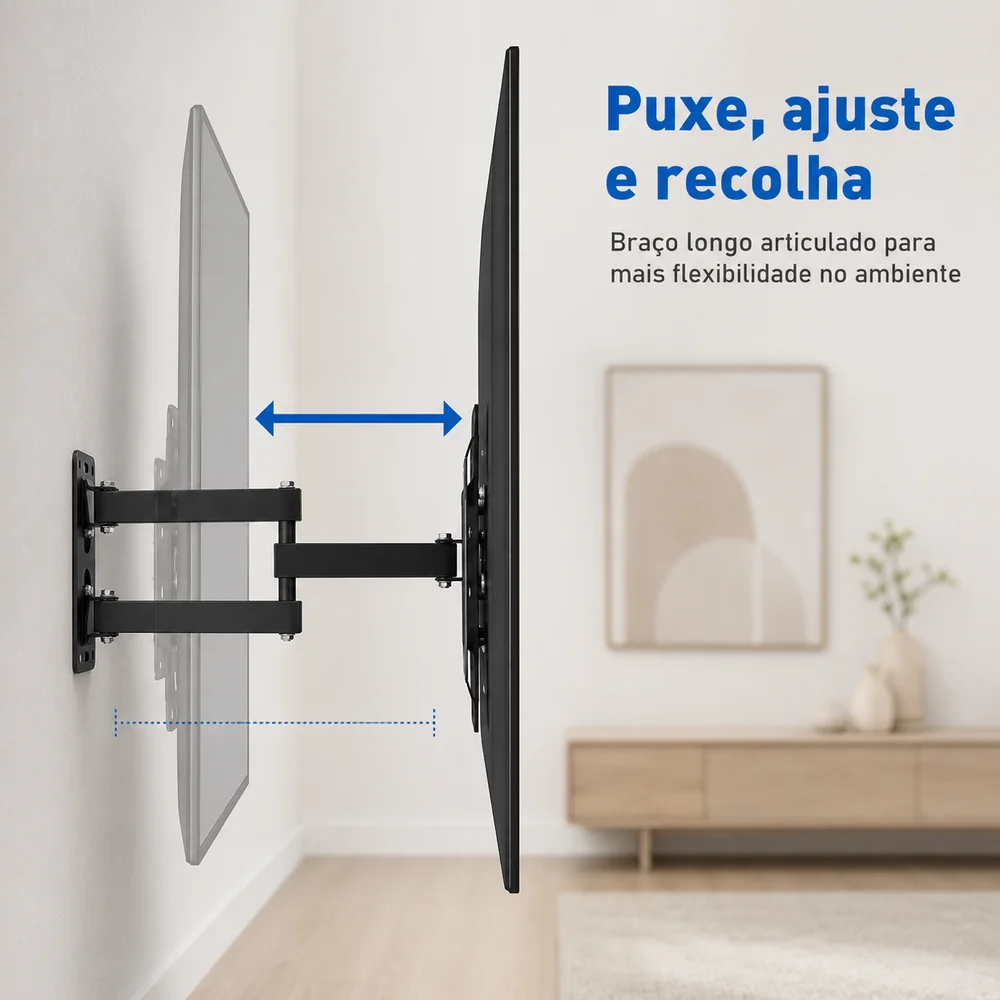Imagem 2 de 5 do produto Suporte Tv Articulado Parede Longo Braço Regulável 14" A 42" Universal Samsung Lg Tcl E Philco