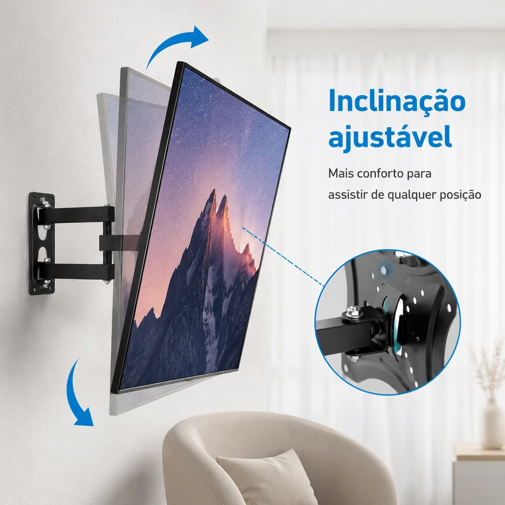 Imagem 3 de 5 do produto Suporte Tv Articulado Parede Longo Braço Regulável 14" A 42" Universal Samsung Lg Tcl E Philco
