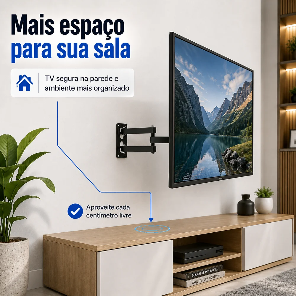 Imagem 4 de 5 do produto Suporte Tv Articulado Parede Longo Braço Regulável 14" A 42" Universal Samsung Lg Tcl E Philco