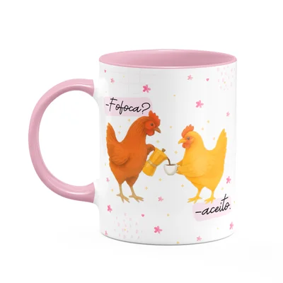 Caneca Divertida Amizade - Fofoca? Aceito - B-pink