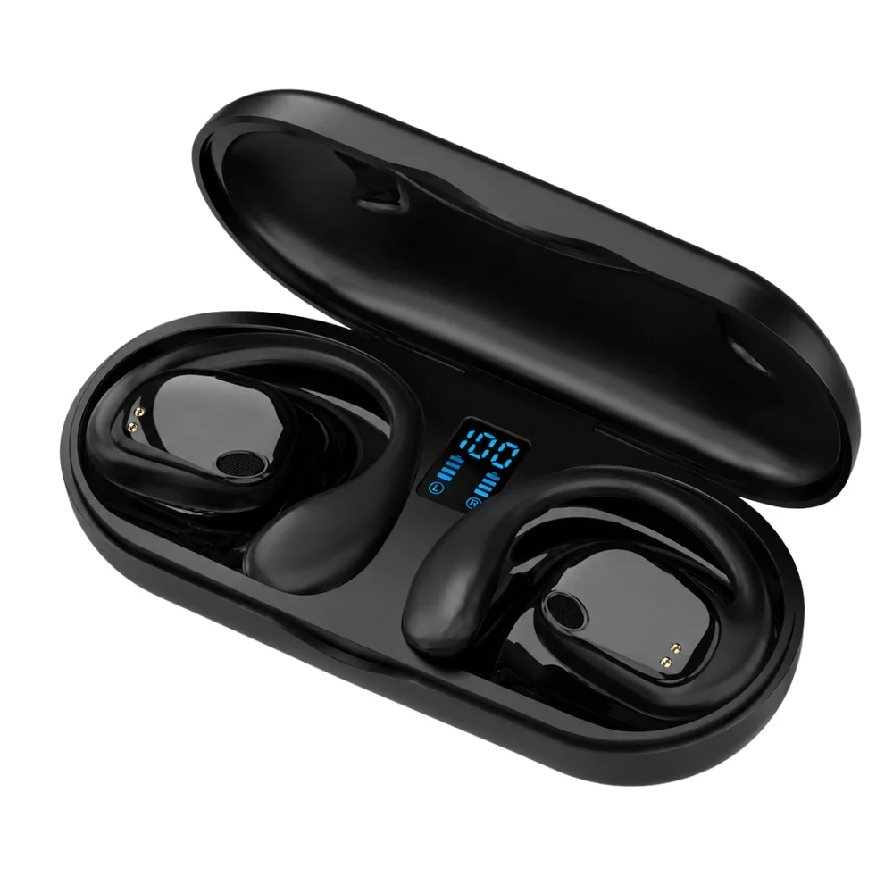 Imagem 5 de 5 do produto Fone Premium Condução Óssea Preto Case Display Uso Diário