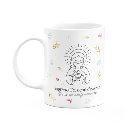 Caneca Religiosa Santinhos - Sagrado Coração De Jesus