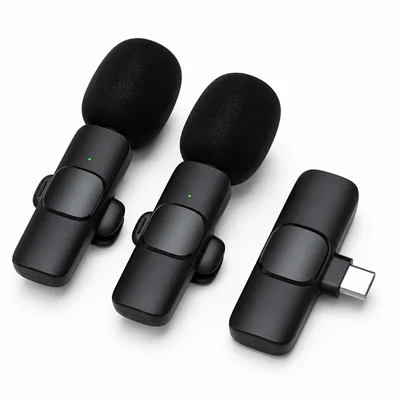 Microfone Lapela Sem Fio Duplo Tipo C Voz Cristalina Hd