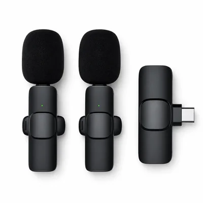 Microfone Lapela Duplo Tipo C Sem Fio Som Cristalino Hd