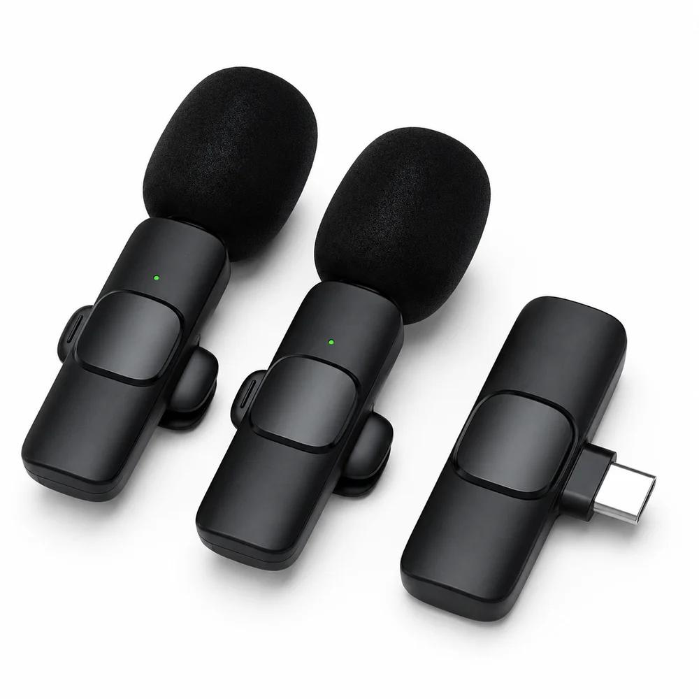 Imagem 2 de 3 do produto Microfone Lapela Duplo Tipo C Sem Fio Som Cristalino Hd