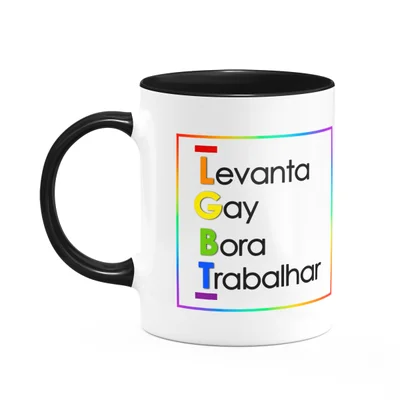 Caneca Divertida Lgbt - Levanta Gay - 325ml - B-black